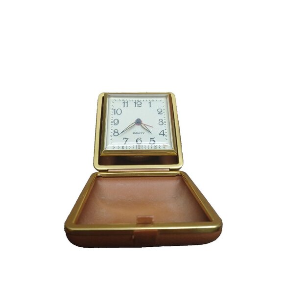 Vintage Equity Gold Vintage Travel Alarm with Built In Case Watch - Picture 7 of 7